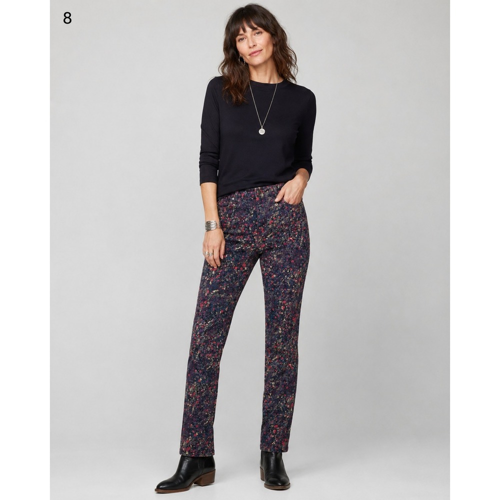 Gloria Vanderbilt Amanda Jeans Womens 12 Black Floral High Waist 90s Grunge